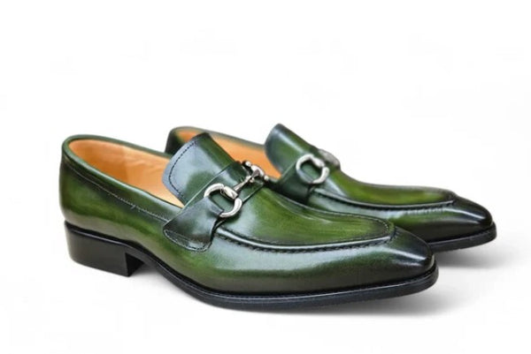 Burnished Calfskin Slip-On Loafer Green