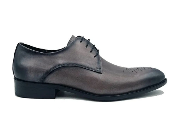 Burnished Calfskin Lace-Up Oxford Grey