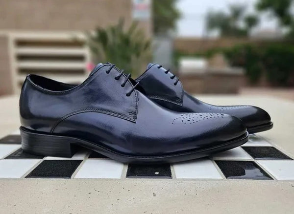 Burnished Calfskin Lace-Up Oxford Black