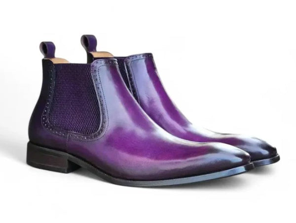 Burnished Calfskin Slip-On Boot Purple