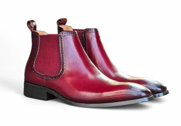 Burnished Calfskin Slip-On Boot Red