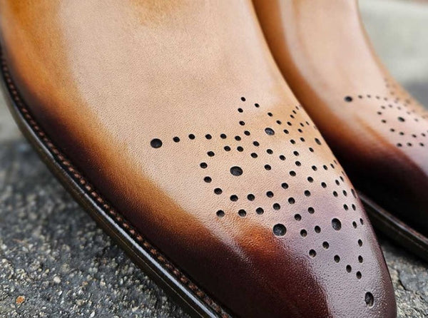 Burnished Calfskin Lace-Up Oxford Tan
