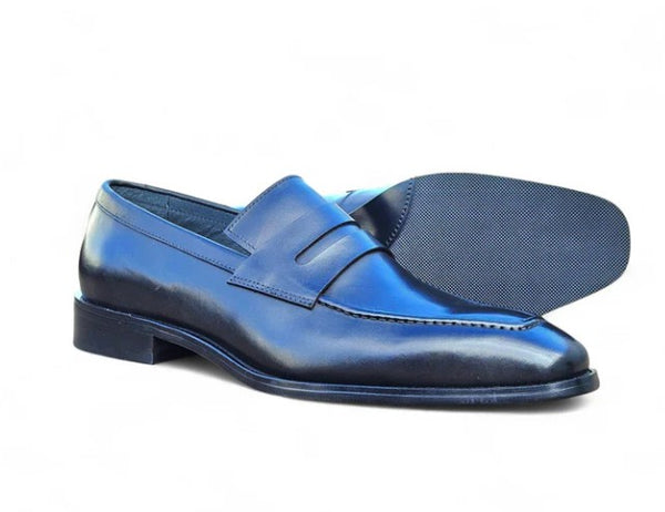 Patina Calfskin Slip-On Penny Loafer Black