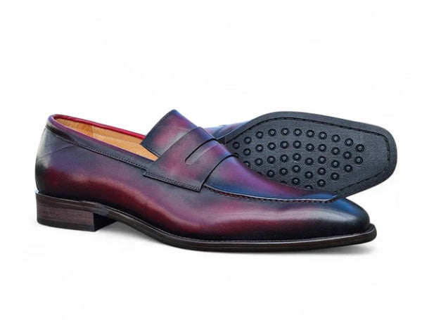 Patina Calfskin Slip-On Penny Loafer Burgundy