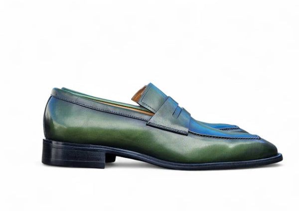 Patina Calfskin Slip-On Penny Loafer Green