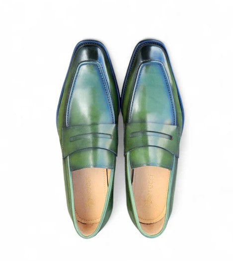 Patina Calfskin Slip-On Penny Loafer Green