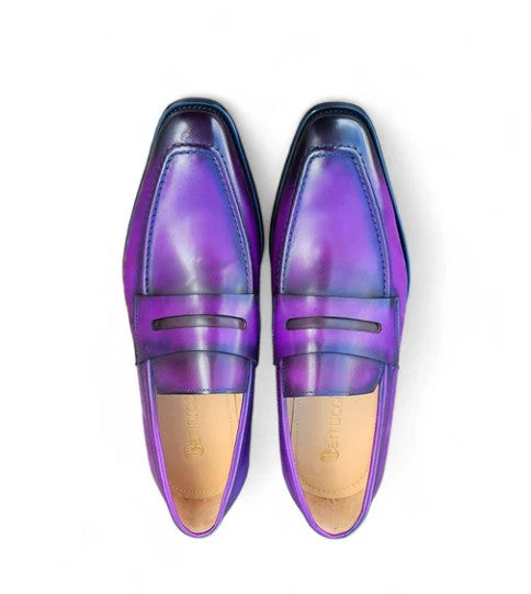 Patina Calfskin Slip-On Penny Loafer Purple