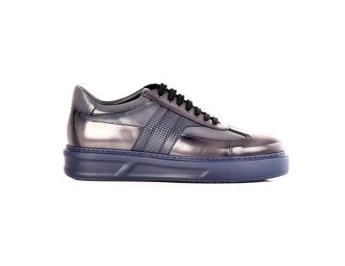 Corrente Calfskin Fashion Sneaker - Grey/Navy