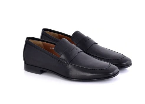 Corrente Grain Leather Penny Loafer - Black