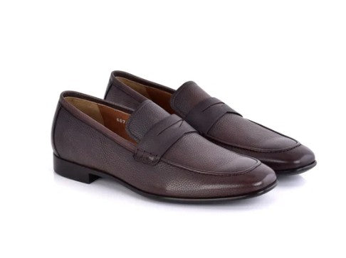 Corrente Grain Leather Penny Loafer - Brown