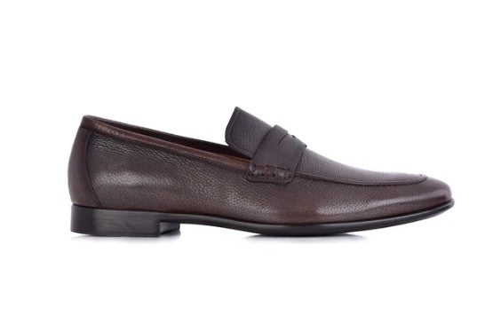 Corrente Grain Leather Penny Loafer - Brown