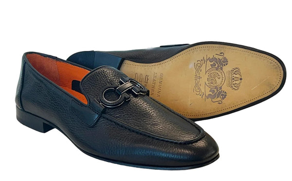 Pelle Pebbled Leather Loafer Black