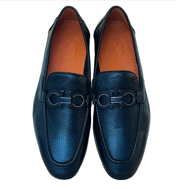 Pelle Pebbled Leather Loafer Black