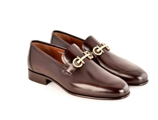 Corrente Loafer with Silver Buckle - Chocolate Brown