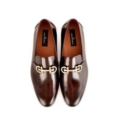 Corrente Loafer with Silver Buckle - Chocolate Brown