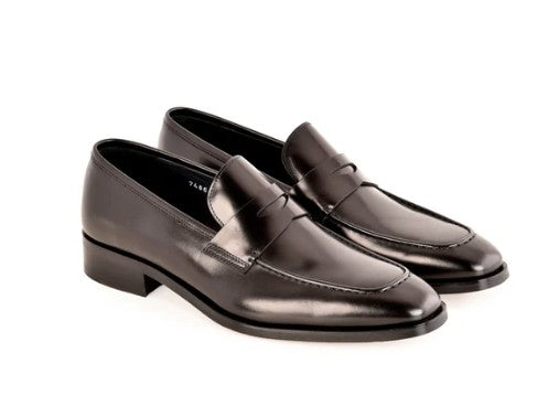 Corrente Lux Leather Penny Loafer - Black