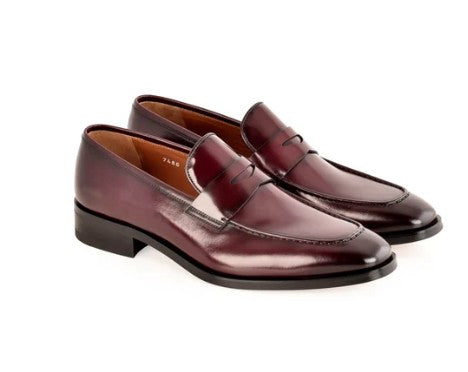Corrente Lux Leather Penny Loafer - Burgundy