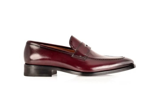 Corrente Lux Leather Penny Loafer - Burgundy