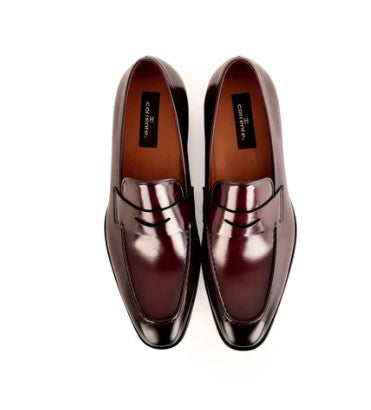 Corrente Lux Leather Penny Loafer - Burgundy