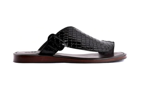 Corrente Printed Calfskin Sandal - Black