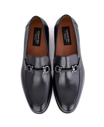 Corrente Leather Buckle Loafer - Black