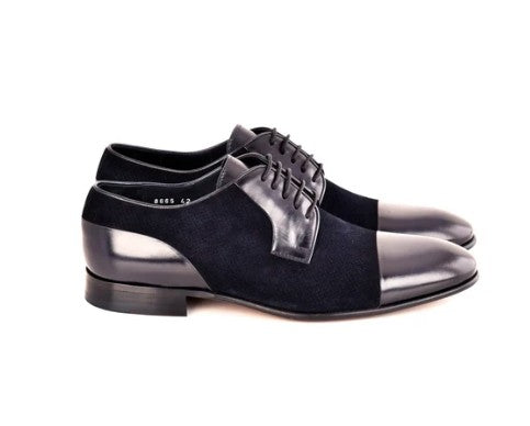 Corrente Lux Leather and Suede Cap Toe - Navy