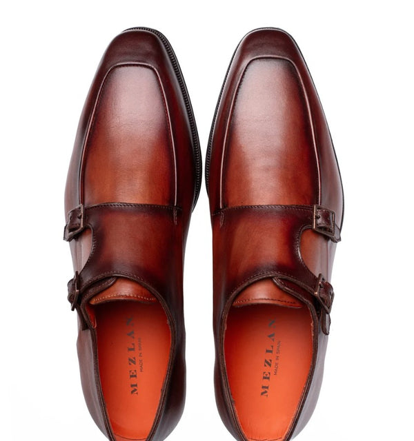 Mezlan Berkshire Double Monkstrap - Cognac/Rust