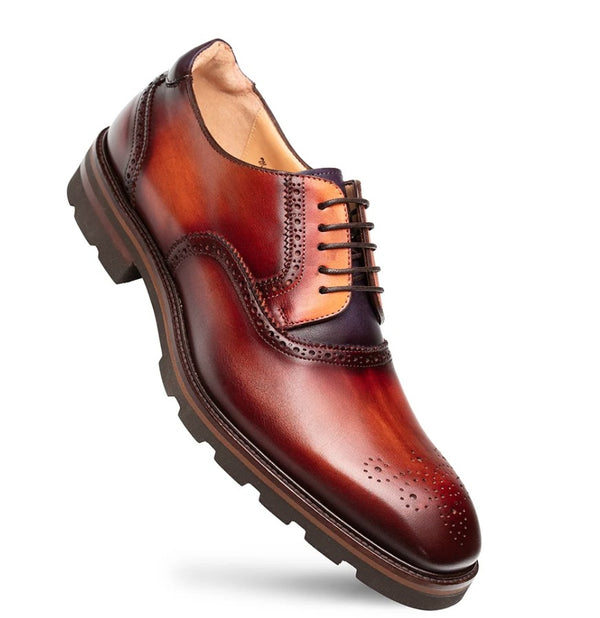Mezlan Birch Two Tone Lug Sole Derby - Cognac/Rust