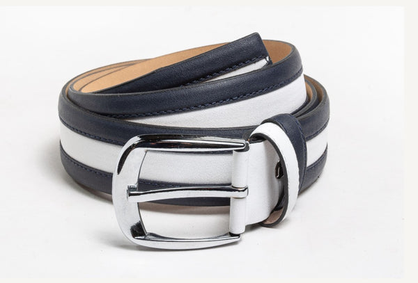 Style: C Collection Leather Belt Black/White