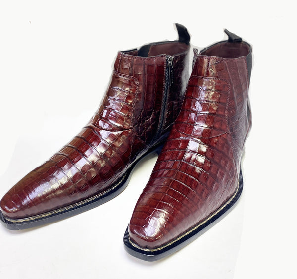 Blackmore Crocodile Slip-On Boot Burgundy