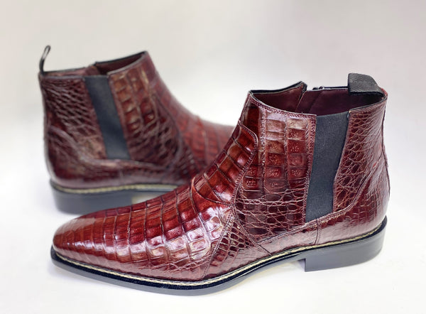 Blackmore Crocodile Slip-On Boot Burgundy