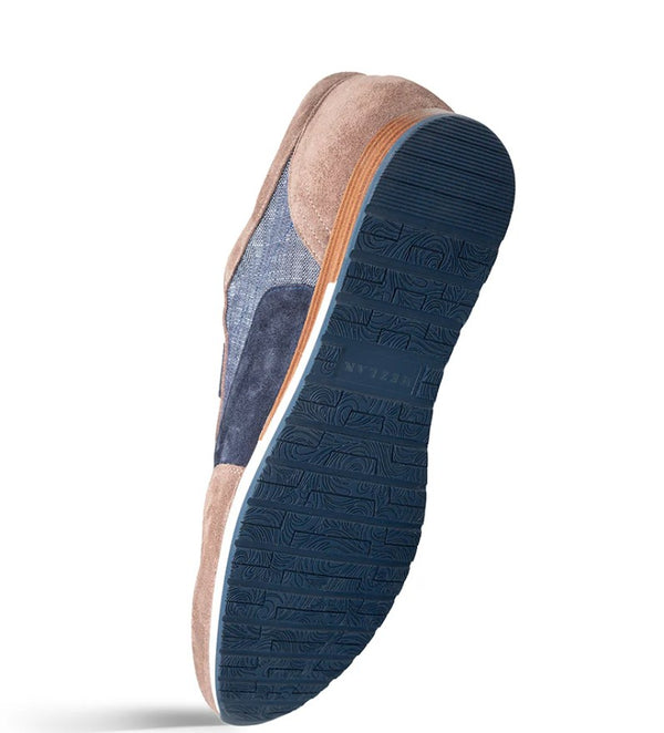 Mezlan Caleta Suede/Linen Sneaker - Taupe/Blue