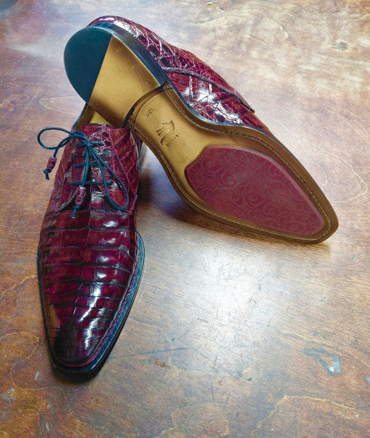 "Cratos" Crocodile Derby Burgundy