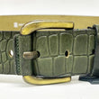 Load image into Gallery viewer, Crocodile Printed Leather Belt Olive