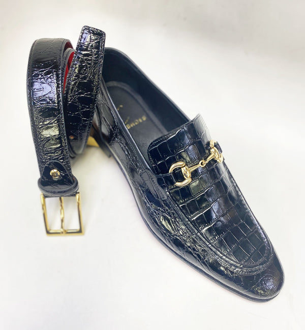 Style: C Collection Black Croco Print Belt