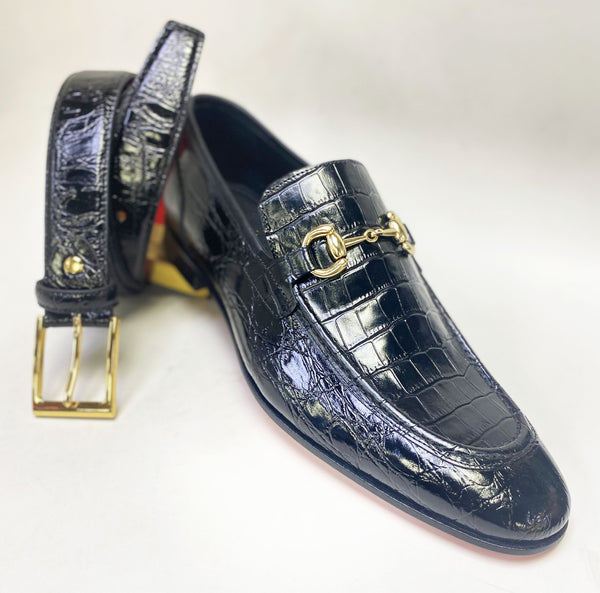 Style: C Collection Black Croco Print Belt