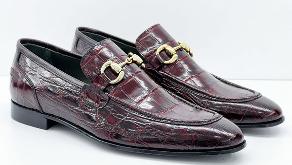 Style: C Collection Burgundy Croco Print Belt