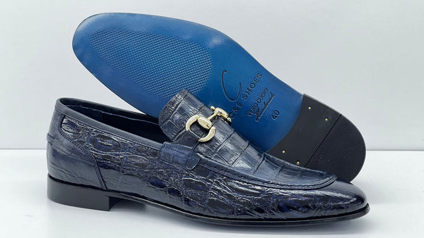 Style: C Collection Navy Croco Print Belt