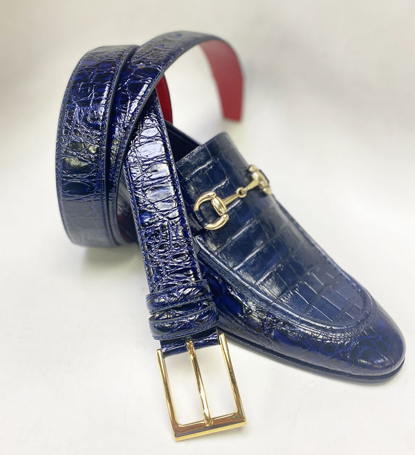 Style: C Collection Navy Croco Print Belt