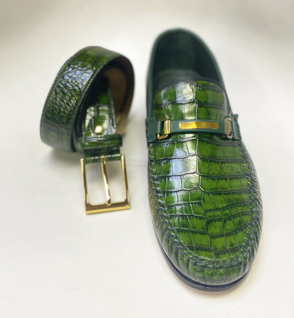 Style: C Collection Green Croco Print Belt