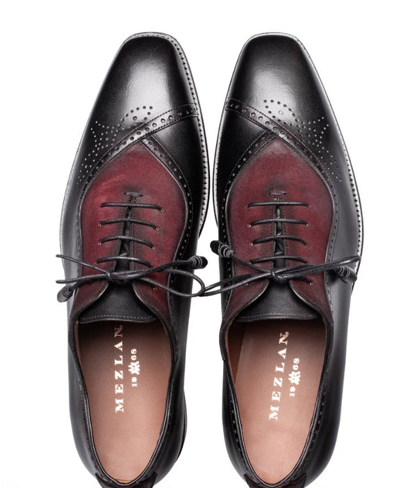 Mezlan Eagle Calf/Suede Oxford - Black/Wine