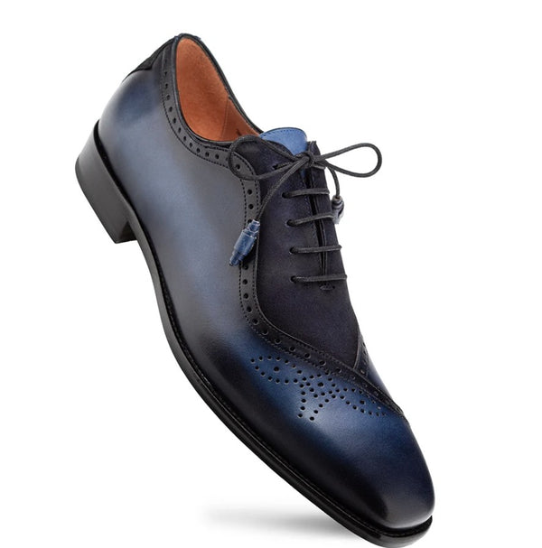 Mezlan Eagle Calf/Suede Oxford - Blue/Navy