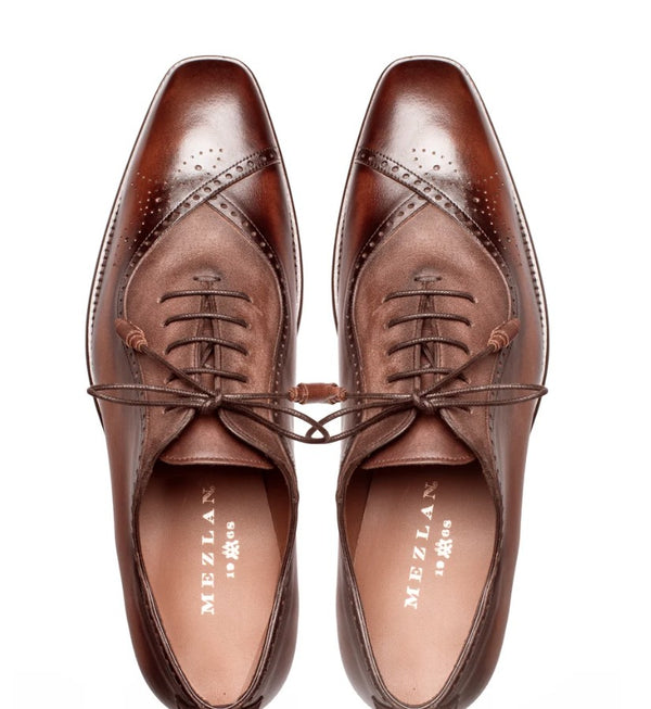 Mezlan Eagle Calf/Suede Oxford - Brown/Taupe