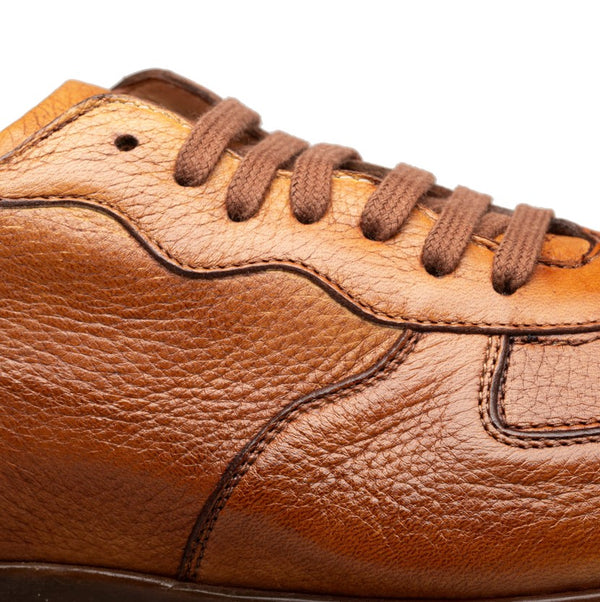 Mezlan "Gerardo" Deerskin Sneaker-Cognac