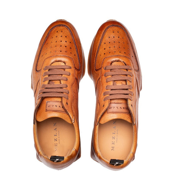 Mezlan "Gerardo" Deerskin Sneaker-Cognac