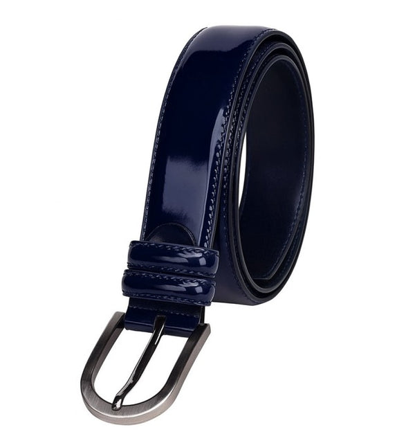 Style: C Collection Patent Leather Belt Navy