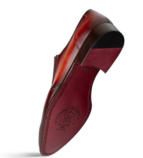 Mezlan Liberty Wingtip Medallion Slip On - Cognac/Rust