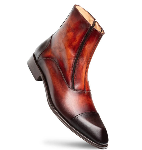 Mezlan Maverick Patina Cap Toe Boot - Chocolate
