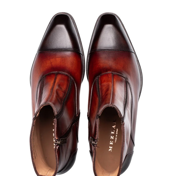 Mezlan Maverick Patina Cap Toe Boot - Chocolate