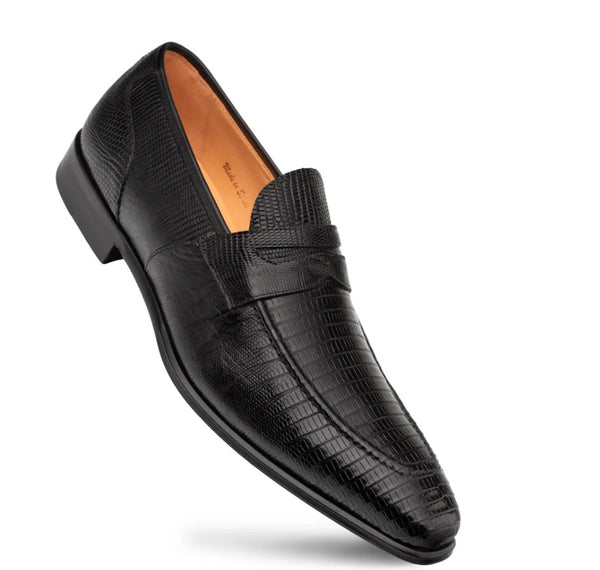 Style: Mayor Lizard Penny Loafer Black